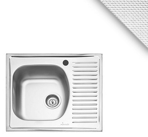 Chiuveta haaus Sanobi, 1 Cuva stanga, Inox texturat, pe blat, 58 x 51 cm