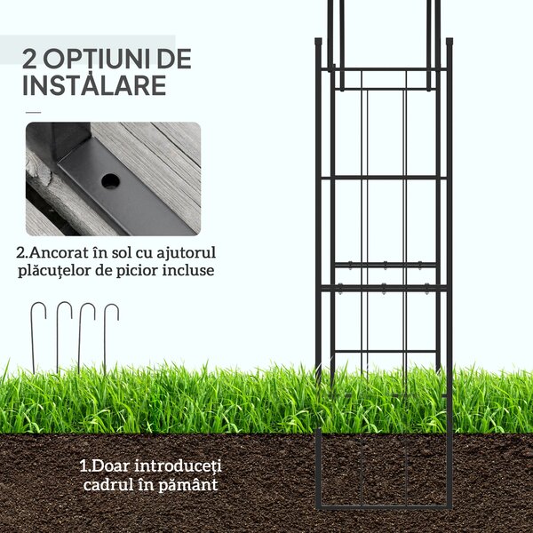 Outsunny Pergolă de Grădină pentru Cățărare Viță de Vie și Plante, 157x40x223 cm, Negru | Aosom Romania