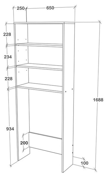 Raft haaus Fyn, Alb, 65 x 25 x 170 cm