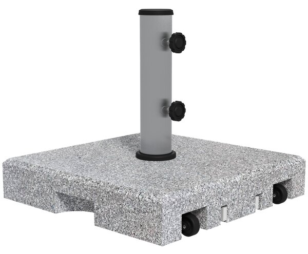 Outsunny Bază Umbrelă 28kg din Granit, Suport cu Maner Extensibil și Roți, 41x41x37.5cm, Gri | Aosom Romania