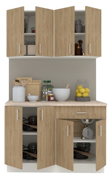 Set haaus V2, Lemn Natural/Alb, Blat Thermo 28 mm, L 120 cm