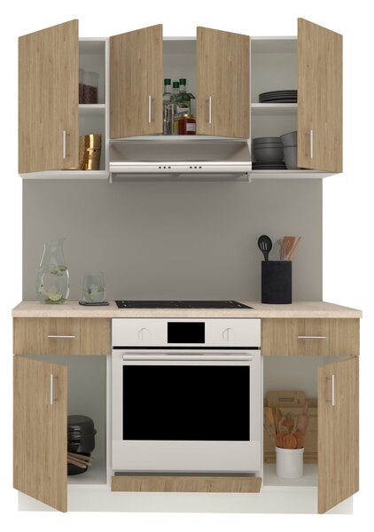 Set haaus V5, Lemn Natural/Alb, Blat Thermo 28 mm, L 140 cm