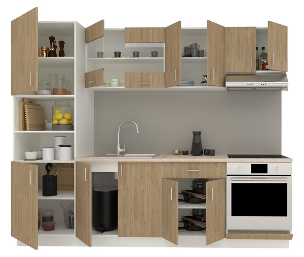 Set haaus V20, Lemn Natural/Alb, Blat Thermo 28 mm, L 260 cm