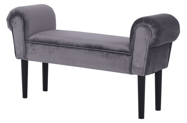 KONDELA Bancă, catifea Velvet, gri/negru, BURDA