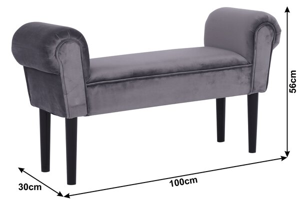 KONDELA Bancă, catifea Velvet, gri/negru, BURDA