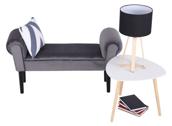 KONDELA Bancă, catifea Velvet, gri/negru, BURDA