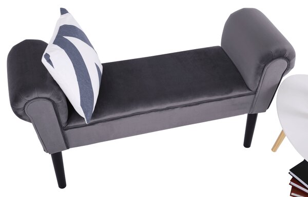 KONDELA Bancă, catifea Velvet, gri/negru, BURDA