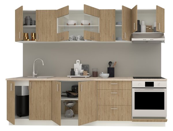 Set haaus V22, Lemn Natural/Alb, Blat Thermo 28 mm, L 280 cm