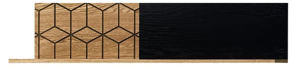 Etajera din lemn si furnir Small Mosaic 34 Stejar / Negru, l135xA25xH28 cm