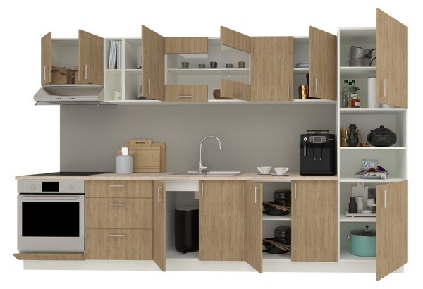 Set haaus V31, Lemn Natural/Alb, Blat Thermo 28 mm, L 340 cm