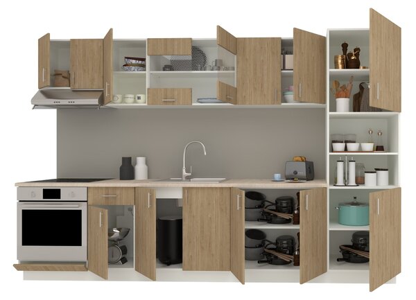 Set haaus V30, Lemn Natural/Alb, Blat Thermo 28 mm, L 320 cm
