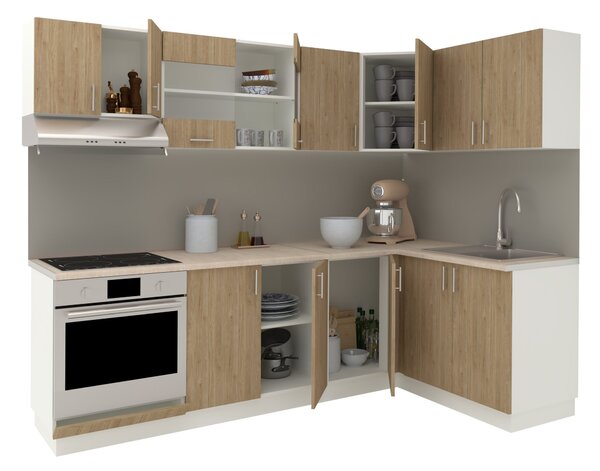 Set haaus V34, Lemn Natural/Alb, Blat Thermo 28 mm, L 240 x 140 cm