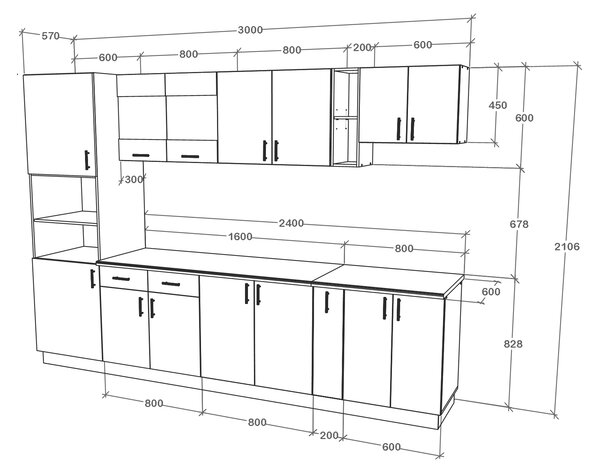 Set haaus V26, Antracit/Alb, Blat Thermo 28 mm, L 300 cm