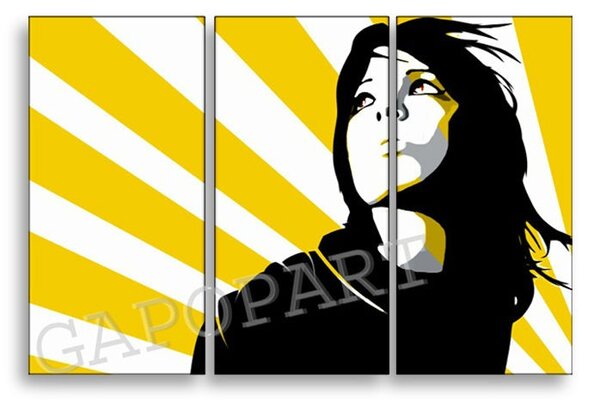 Pictat manual POP Art pictura Femeie în SUN 3 părți ws