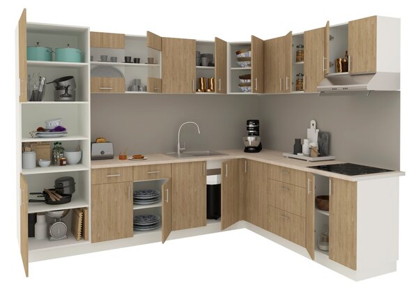 Set haaus V36, Lemn Natural/Alb, Blat Thermo 28 mm, L 280 x 220 cm