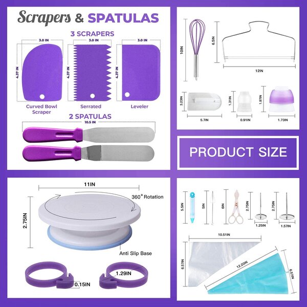 Set platou rotativ 137 piese, duze pentru ornat si taietor blat, onuvio™ carina
