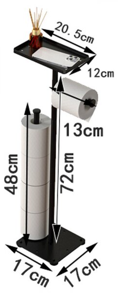 Suport metalic pentru hartia igienica 72 cm, Negru
