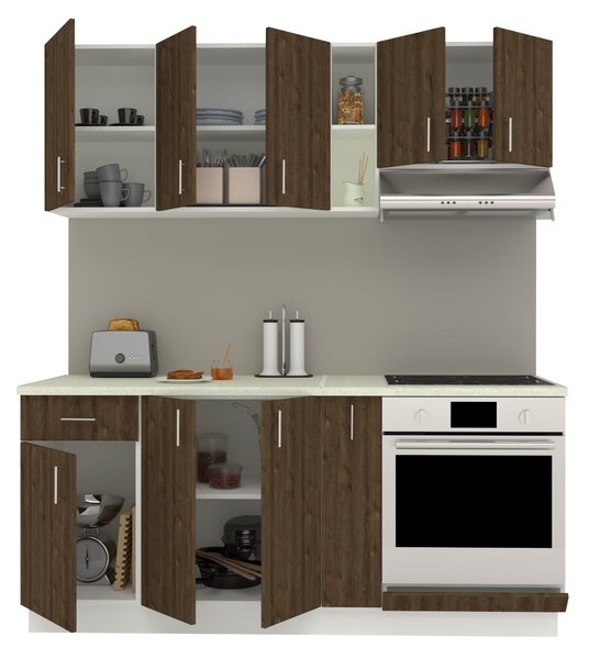 Set haaus V9, Stejar Bronz/Alb, Blat Thermo 28 mm, L 180 cm
