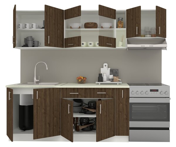 Set haaus V16, Stejar Bronz/Alb, Blat Thermo 28 mm, L 240 cm