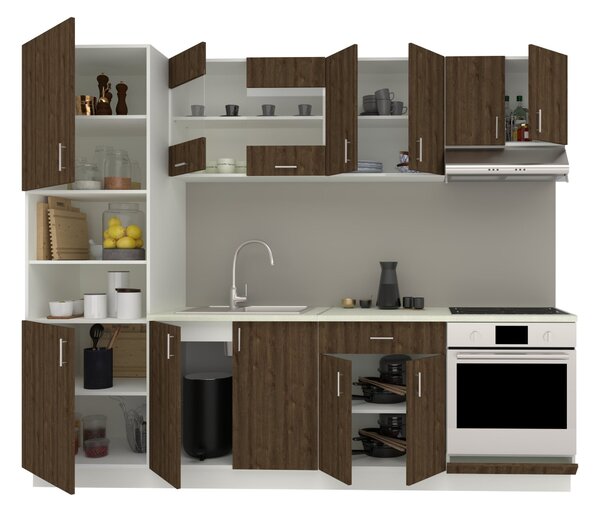 Set haaus V20, Stejar Bronz/Alb, Blat Thermo 28 mm, L 260 cm