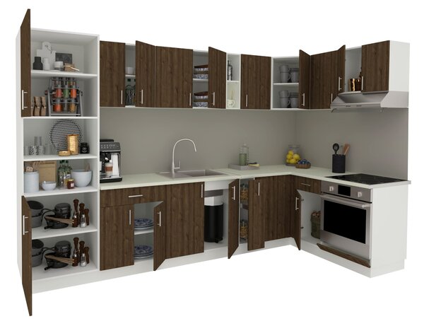 Set haaus V35, Stejar Bronz/Alb, Blat Thermo 28 mm, L 320 x 160 cm