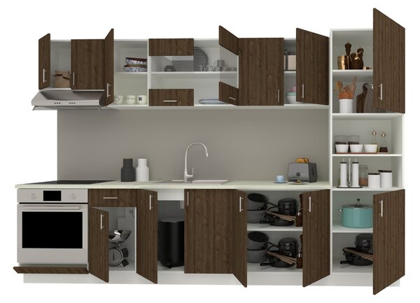 Set haaus V30, Stejar Bronz/Alb, Blat Thermo 28 mm, L 320 cm