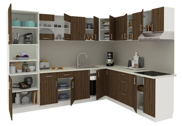 Set haaus V36, Stejar Bronz/Alb, Blat Thermo 28 mm, L 280 x 220 cm