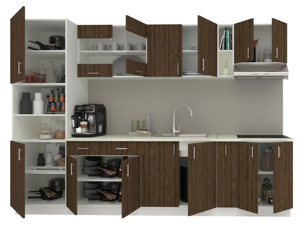 Set haaus V26, Stejar Bronz/Alb, Blat Thermo 28 mm, L 300 cm