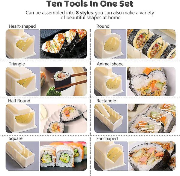 Set complet pentru preparare sushi - 10 piese onuvio®, ustensile premium, ideal pentru sushi acasă