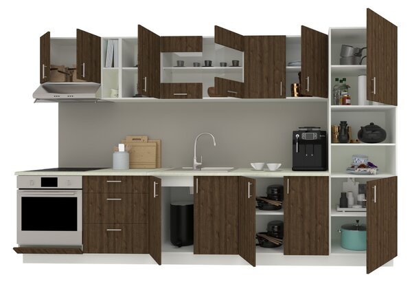 Set haaus V31, Stejar Bronz/Alb, Blat Thermo 28 mm, L 340 cm