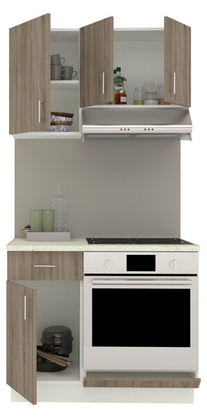 Set haaus V1, Stejar Sonoma Inchis/Alb, Blat Thermo 28 mm, L 100 cm