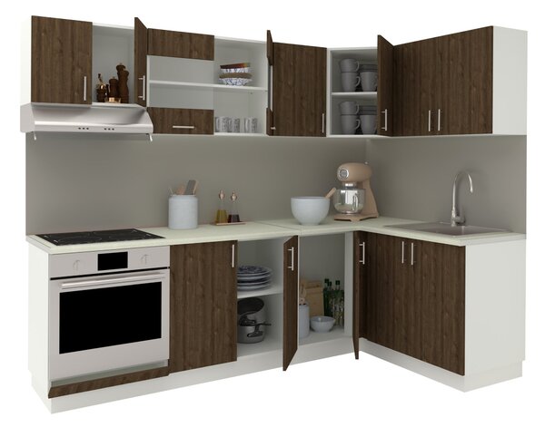 Set haaus V34, Stejar Bronz/Alb, Blat Thermo 28 mm, L 240 x 140 cm