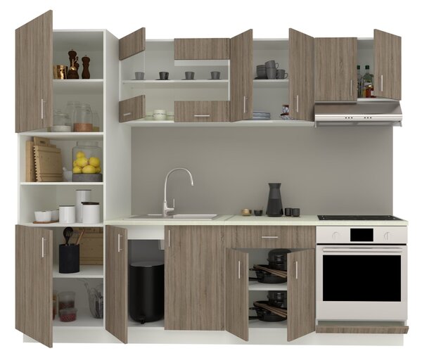Set haaus V20, Stejar Sonoma Inchis/Alb, Blat Thermo 28 mm, L 260 cm