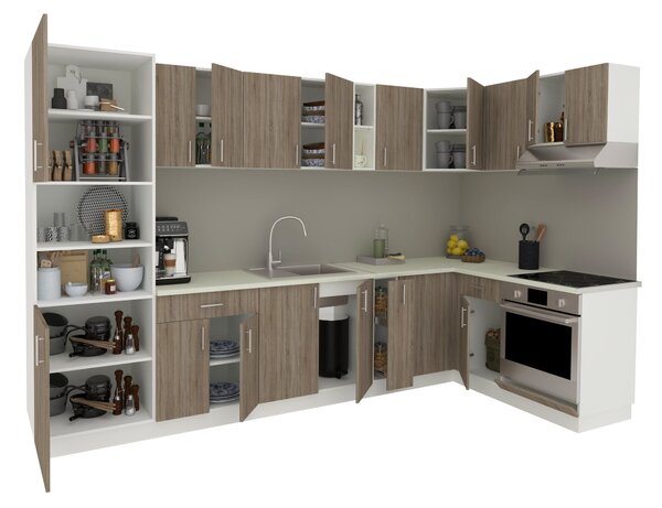 Set haaus V35, Stejar Sonoma Inchis/Alb, Blat Thermo 28 mm, L 320 x 160 cm