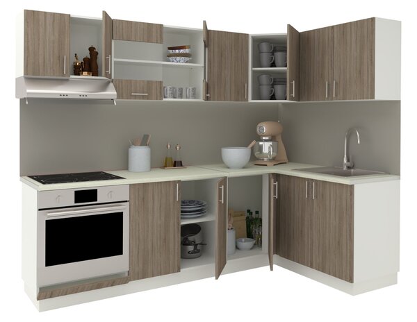 Set haaus V34, Stejar Sonoma Inchis/Alb, Blat Thermo 28 mm, L 240 x 140 cm