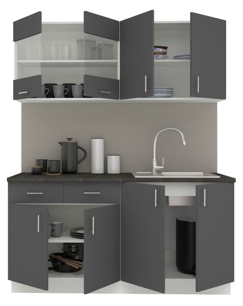 Set haaus V8, Antracit/Alb, Blat Thermo 28 mm, L 160 cm