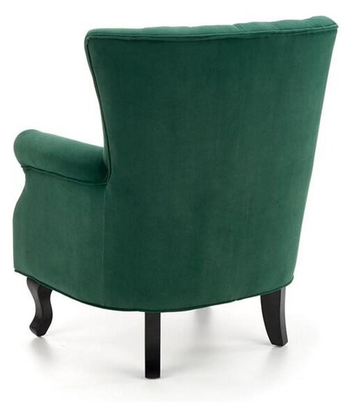 Fotoliu pentru living TITAN, verde inchis/negru, stofa catifelata/lemn