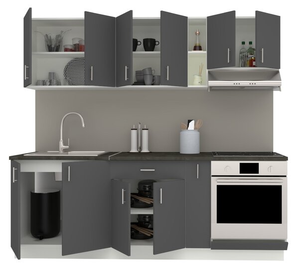 Set haaus V14, Antracit/Alb, Blat Thermo 28 mm, L 220 cm