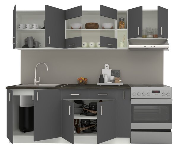 Set haaus V16, Antracit/Alb, Blat Thermo 28 mm, L 240 cm