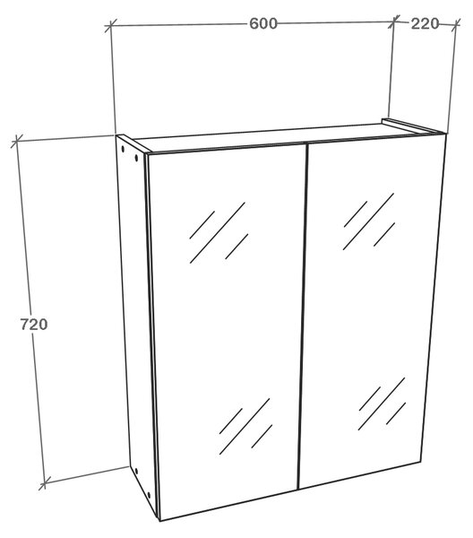 Corp haaus Zed, Suspendat, 2 Usi, cu oglinda, Alb, 60 x 22 x 72 cm