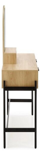 Masa de toaleta CARMEN, stejar natural/negru, PAL melaminat/rattan, cu