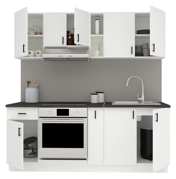 Set haaus V11, Alb, Blat Thermo 28 mm, L 200 cm
