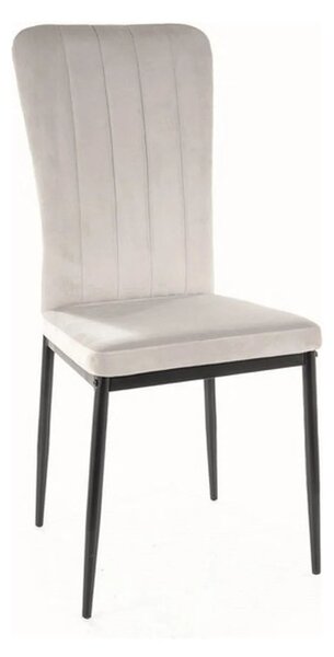 Scaun VIGO, gri deschis/negru mat, stofa catifelata/metal, 44x38x97 cm