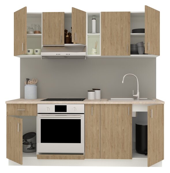 Set haaus V11, Lemn Natural/Alb, Blat Thermo 28 mm, L 200 cm