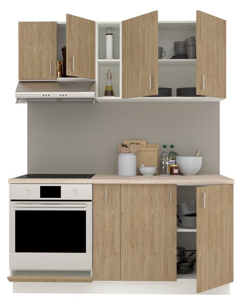 Set haaus V7, Lemn Natural/Alb, Blat Thermo 28 mm, L 160 cm