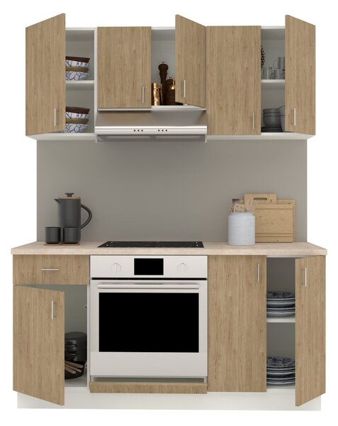 Set haaus V6, Lemn Natural/Alb, Blat Thermo 28 mm, L 160 cm