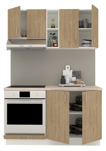 Set haaus V4, Lemn Natural/Alb, Blat Thermo 28 mm, L 140 cm