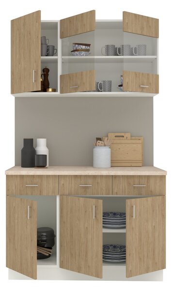 Set haaus V3, Lemn Natural/Alb, Blat Thermo 28 mm, L 120 cm