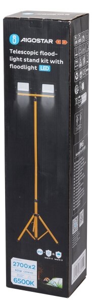 Aigostar - Proiector LED cu stativ 2xLED/30W/230V 6500K IP65 portocaliu/negru