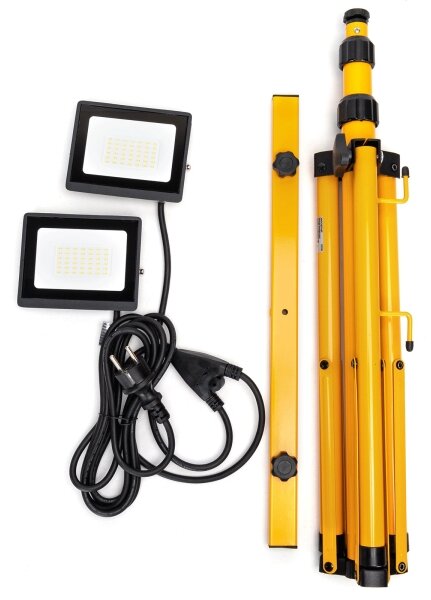 Aigostar - Proiector LED cu stativ 2xLED/30W/230V 6500K IP65 portocaliu/negru